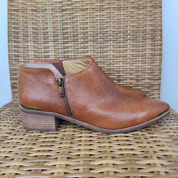 Lucky Brand Shoes Koben Booties Leather Stacked Heels Pointed Brown Size 11 - Picture 7 of 16